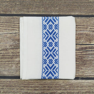 Lina dvielis | kolekcija «Jostu raksti» | Lielvārdes jostas motīvs | gaiši zils