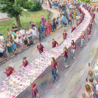 Tukuma Rožu svētku maisiņš – radīts no 50 metrus gara karoga | diz. 2