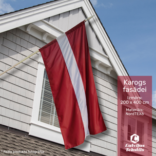 Latvijas karogs fasādei | 200 * 400 cm | NordTEX6 audums