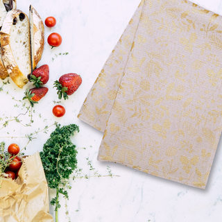 Lina dvielis | Ziemassvētku zaļumi - zelta apdruka